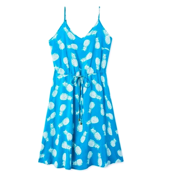 NWT Turquoise / Blue Pineapple Summer Dress Medium - Picture 1 of 7